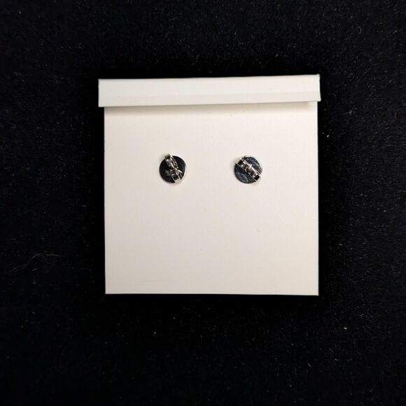 Tory Burch silver disk Icon stud earrings - Picture 3 of 4